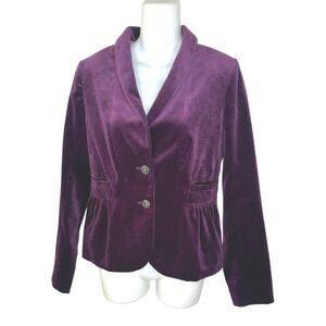 J.Crew‎ Velvet Bella Blazer Jacket Purple Plum Two Button Peplum sz 6